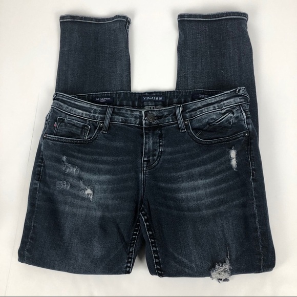 VIGOSS Women’s Blue Jeans Sz 7/8 Tomboy Distressed Ripped/Torn - Picture 4 of 8